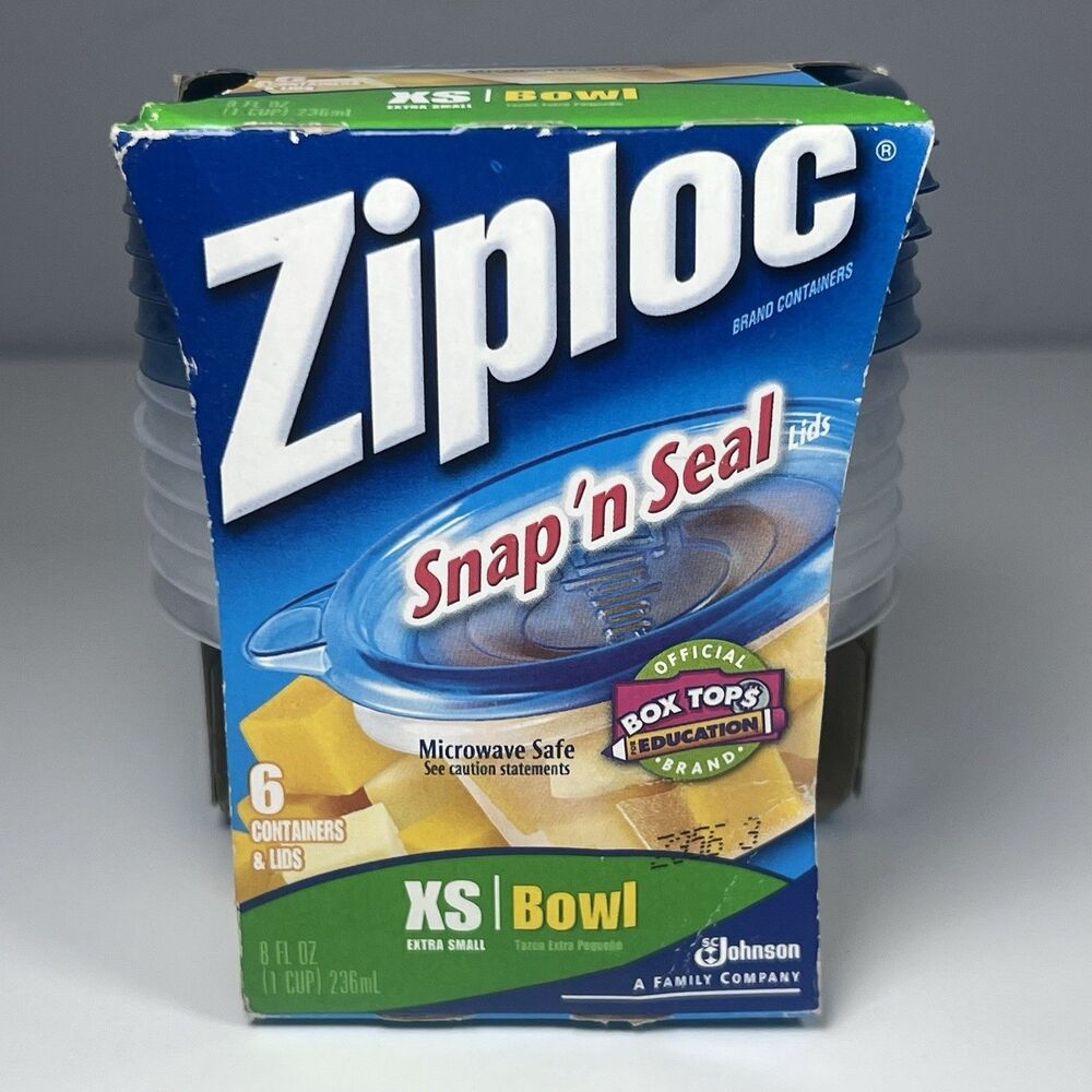 Ziploc Snap 'n Seal Bowls Containers Size XS Lids 6-Pack (8oz Each) NEW